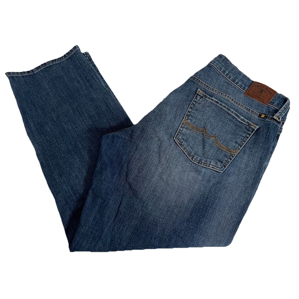 Lucky Brand Sweet Crop Mid Rise Stretch Jeans Womens Size 14 / 32‎ Blue Denim